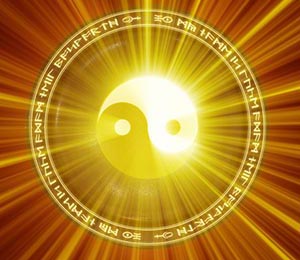A Yin-Yang icon illuminated from behind.